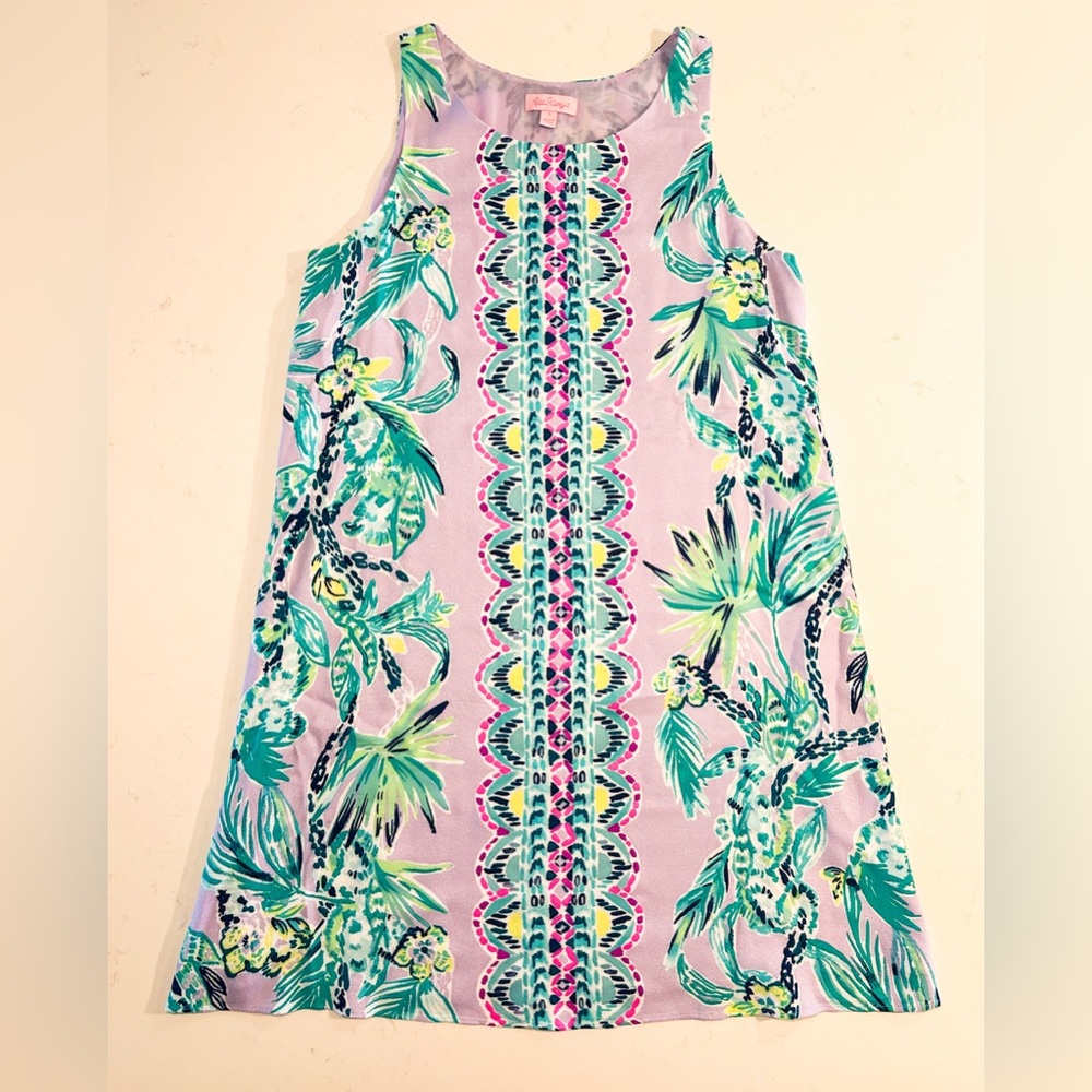 Lilly Pulitzer Jackie Shift Dress in Light Lilac Verbena - It’s Impawsible Woven